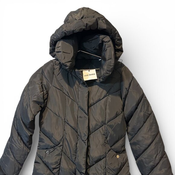 Steve Madden $225 Insulated Long Winter Parka Coat XS Removable Hood Quilted - Picture 8 of 14